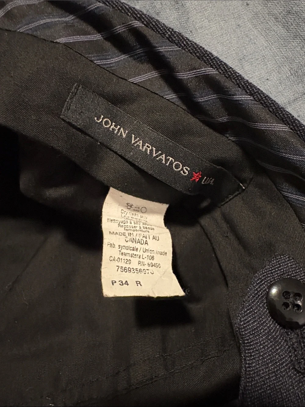 John Varvatos Star USA Wool Navy Blue Dress Slacks
